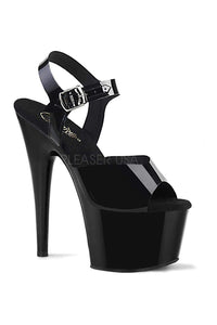 Pleaser ADORE-708N Platform Sandal in Black Faux Leather from SexyShoes.com