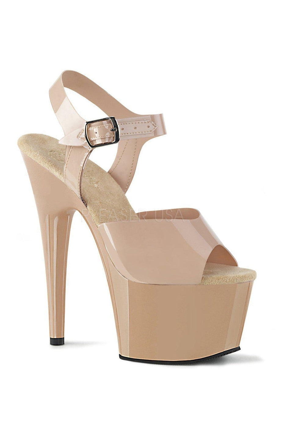 Pleaser ADORE-708N Platform Sandal in Nude Faux Leather from SexyShoes.com