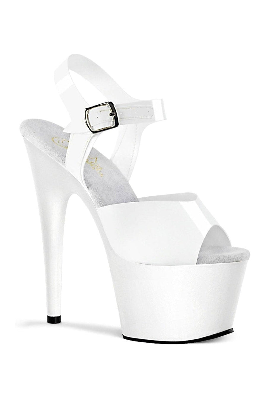 Pleaser ADORE-708N Platform Sandal in White Faux Leather from SexyShoes.com