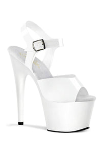 Pleaser ADORE-708N Platform Sandal in White Faux Leather from SexyShoes.com