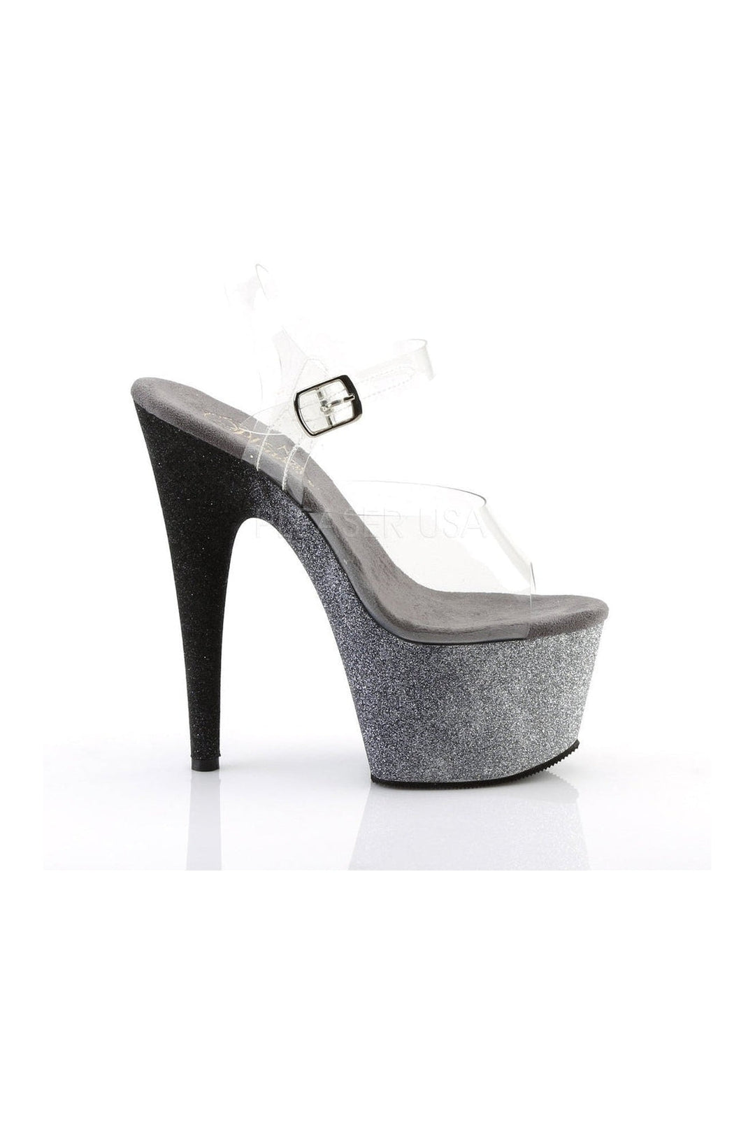 Pleaser ADORE-708OMBRE Platform Sandal in Black Vinyl