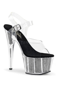 Pleaser ADORE-708SRS Platform Sandal in Black Vinyl from SexyShoes.com