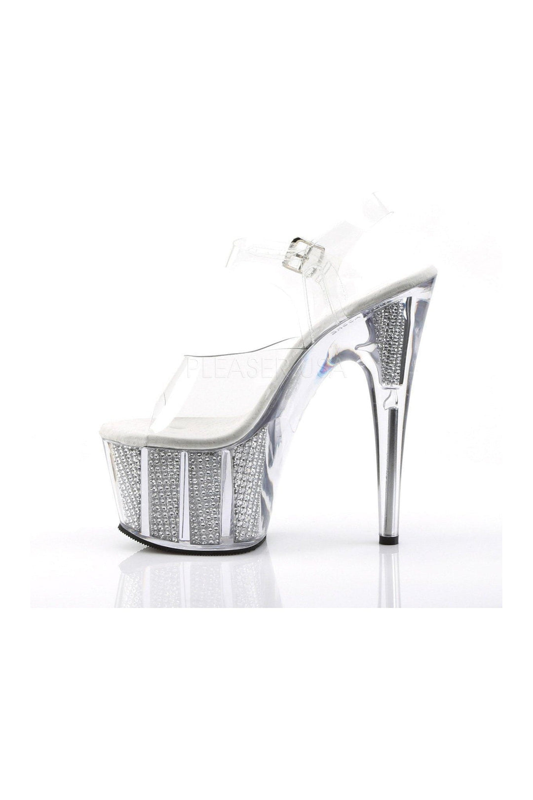 Pleaser ADORE-708SRS Platform Sandal in Clear Vinyl