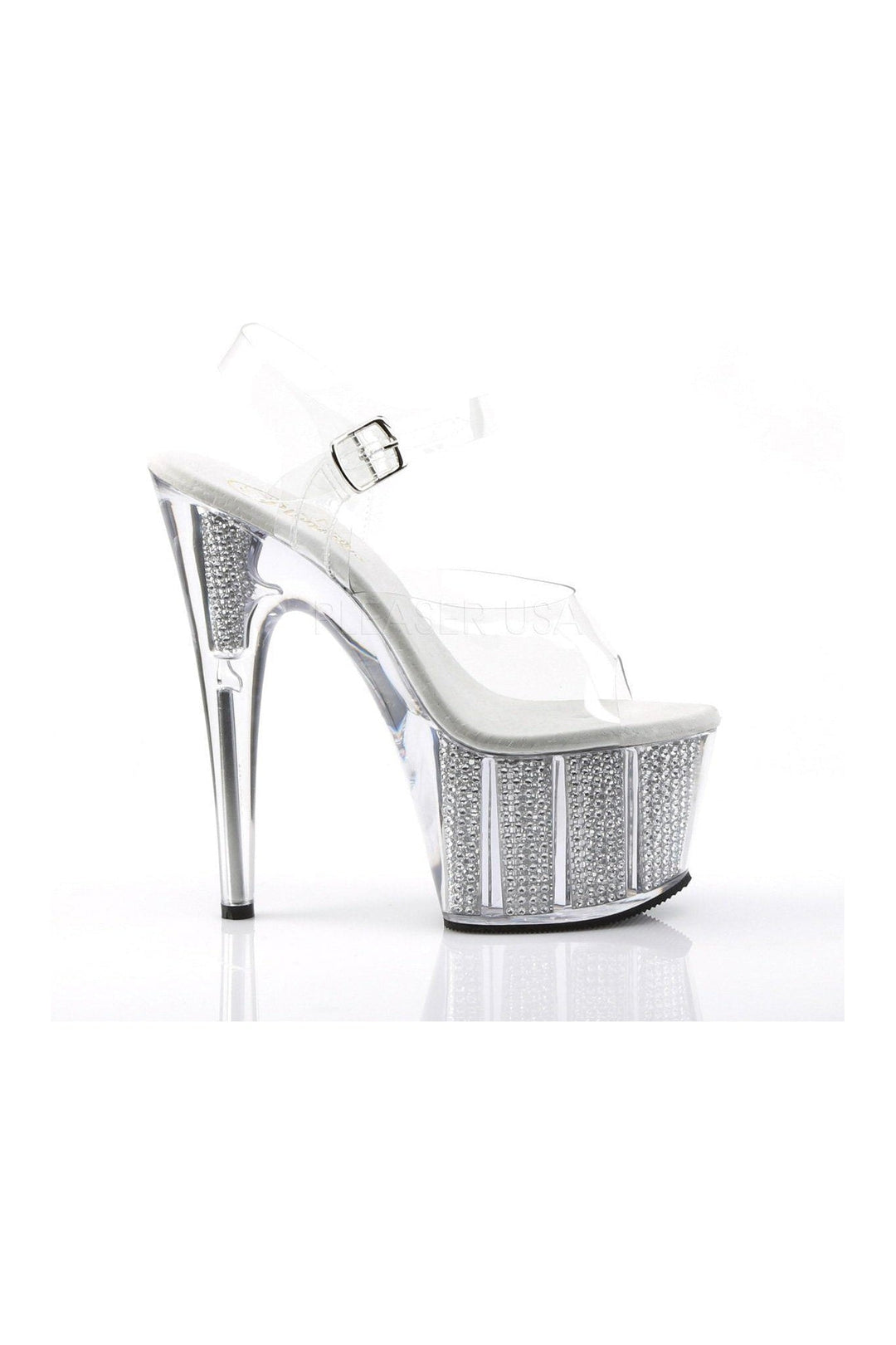 Pleaser ADORE-708SRS Platform Sandal in Clear Vinyl
