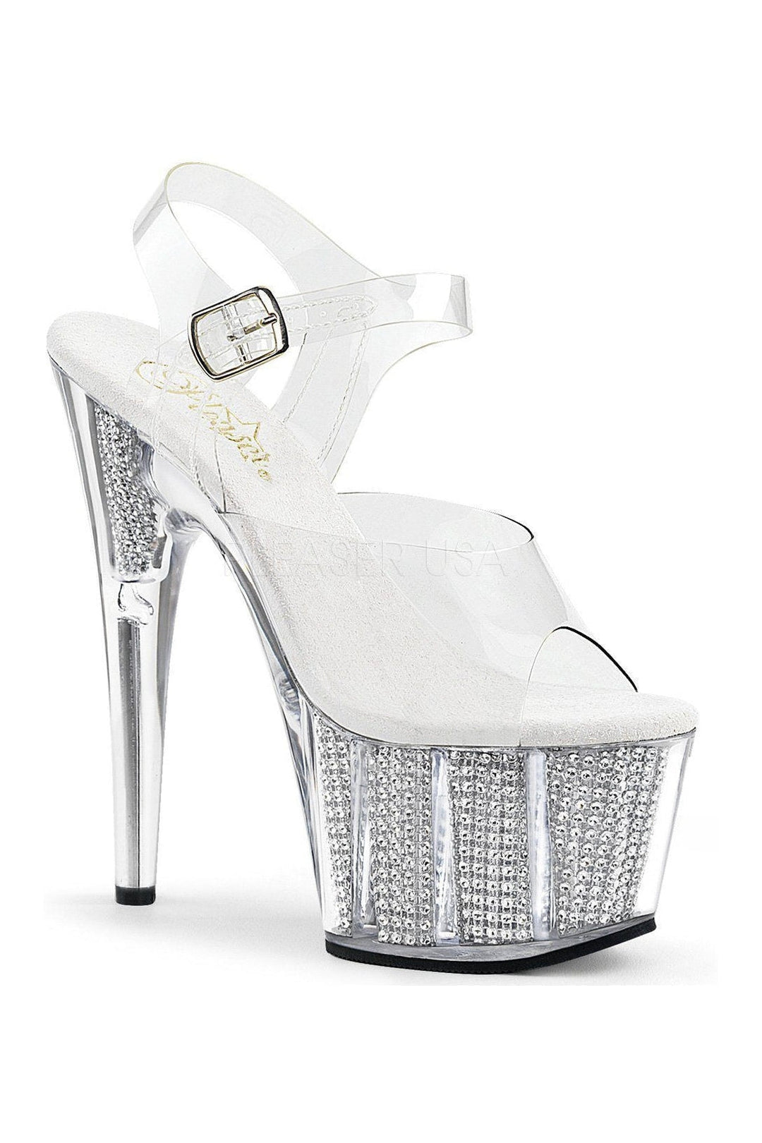 Pleaser ADORE-708SRS Platform Sandal in Clear Vinyl from SexyShoes.com