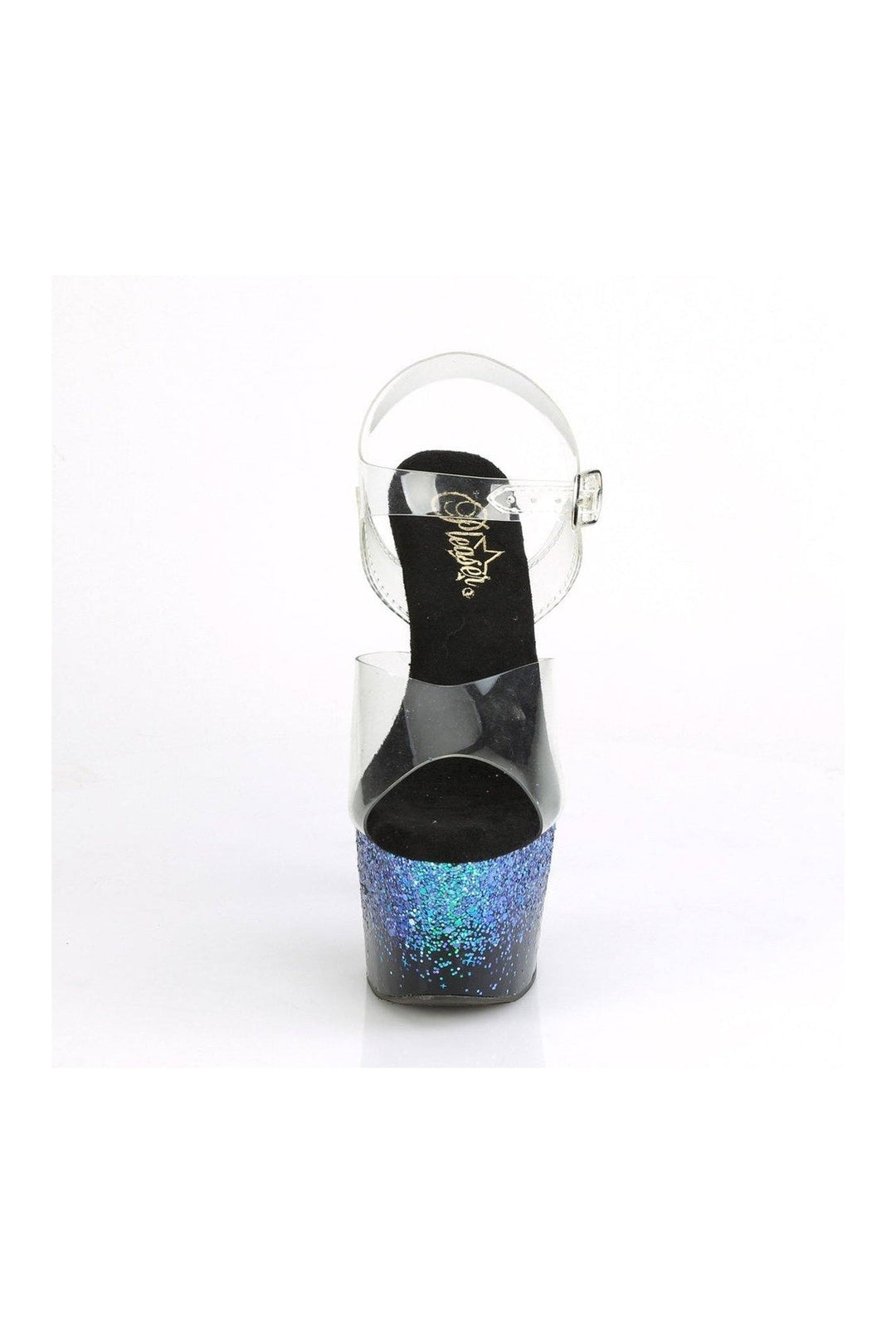 Pleaser ADORE-708SS Exotic Sandal in Blue Vinyl