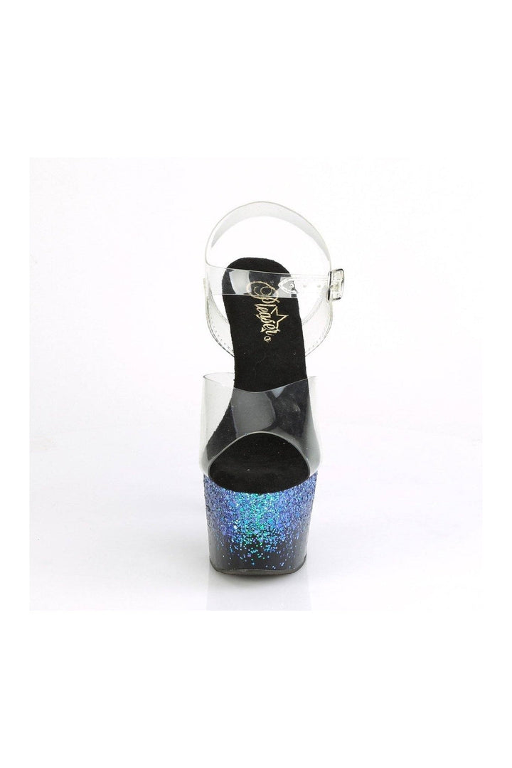 Pleaser ADORE-708SS Exotic Sandal in Blue Vinyl