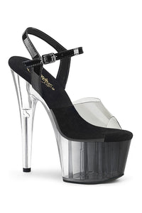 Pleaser ADORE-708T-1 Exotic Sandal in Black Vinyl from SexyShoes.com