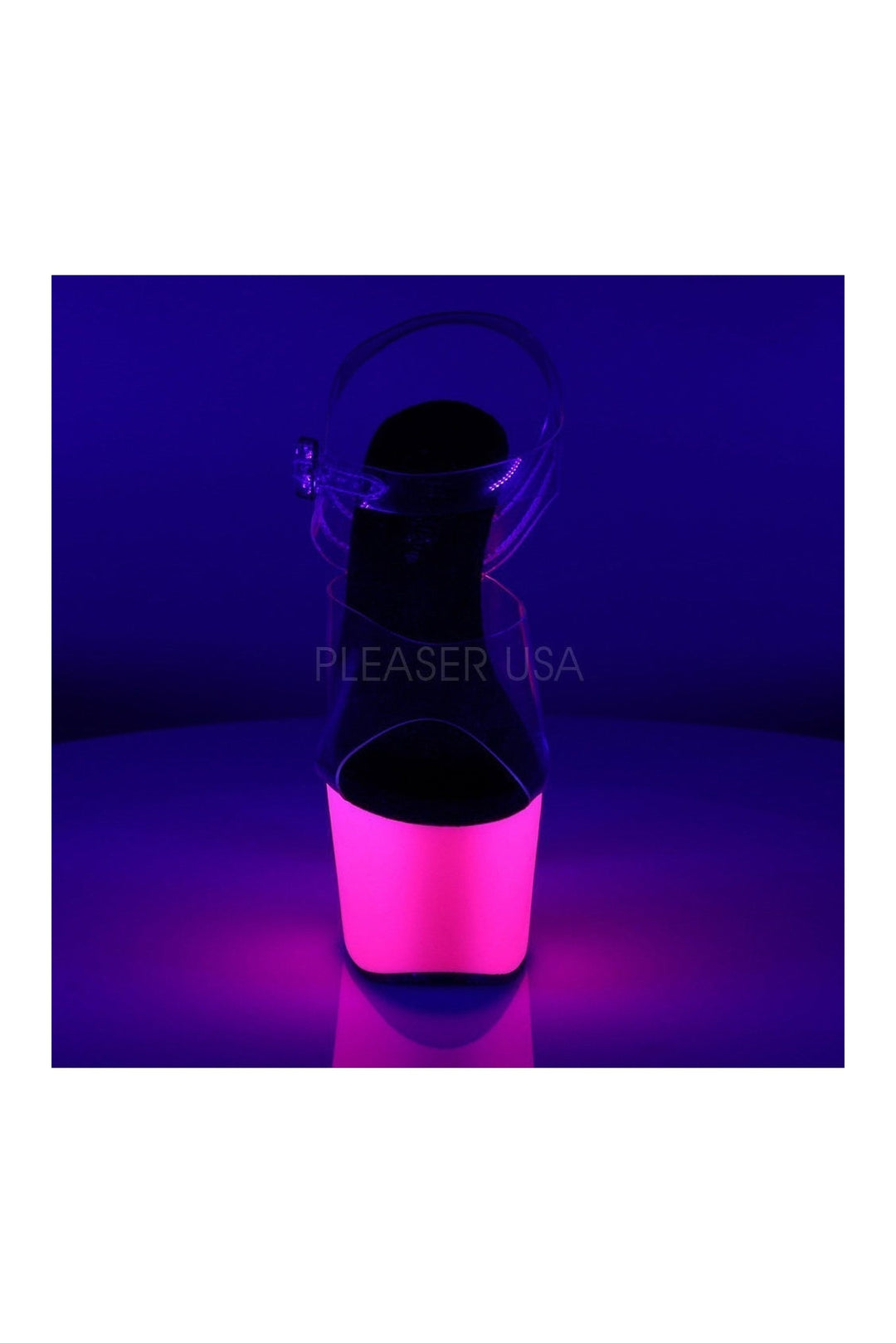 Pleaser ADORE-708UV Platform Sandal in Clear Vinyl