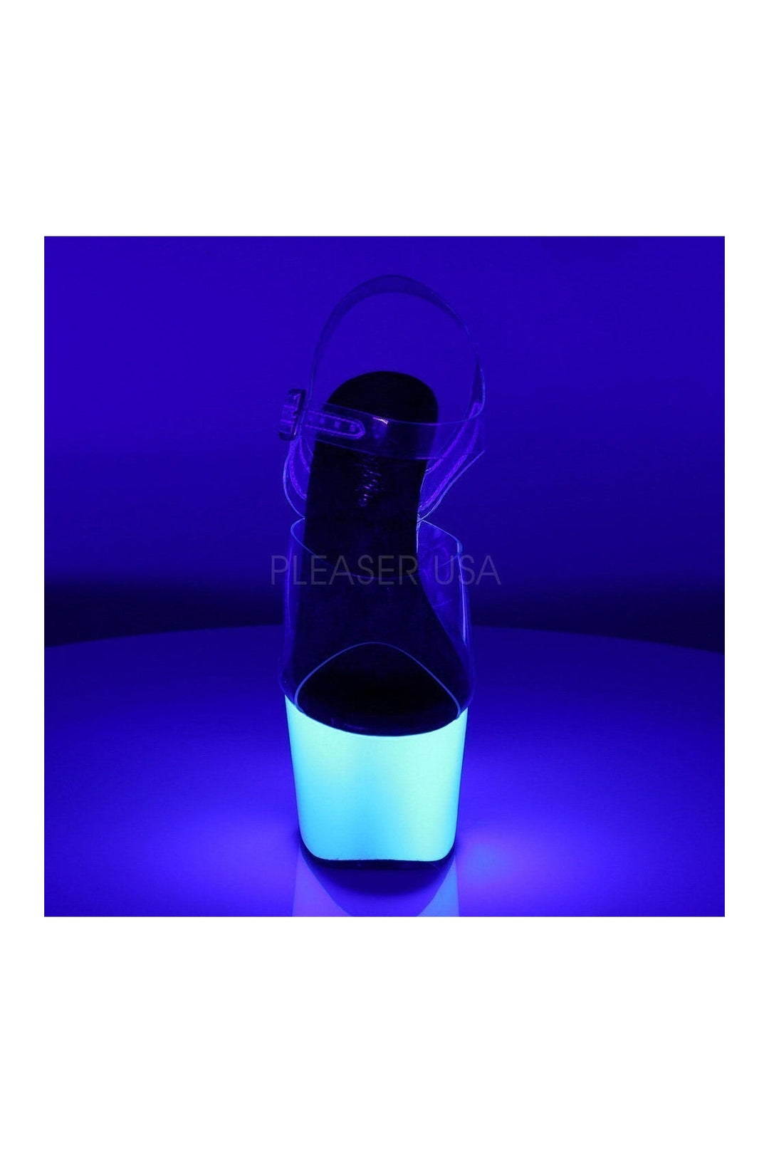 Pleaser ADORE-708UV Platform Sandal in Clear Vinyl