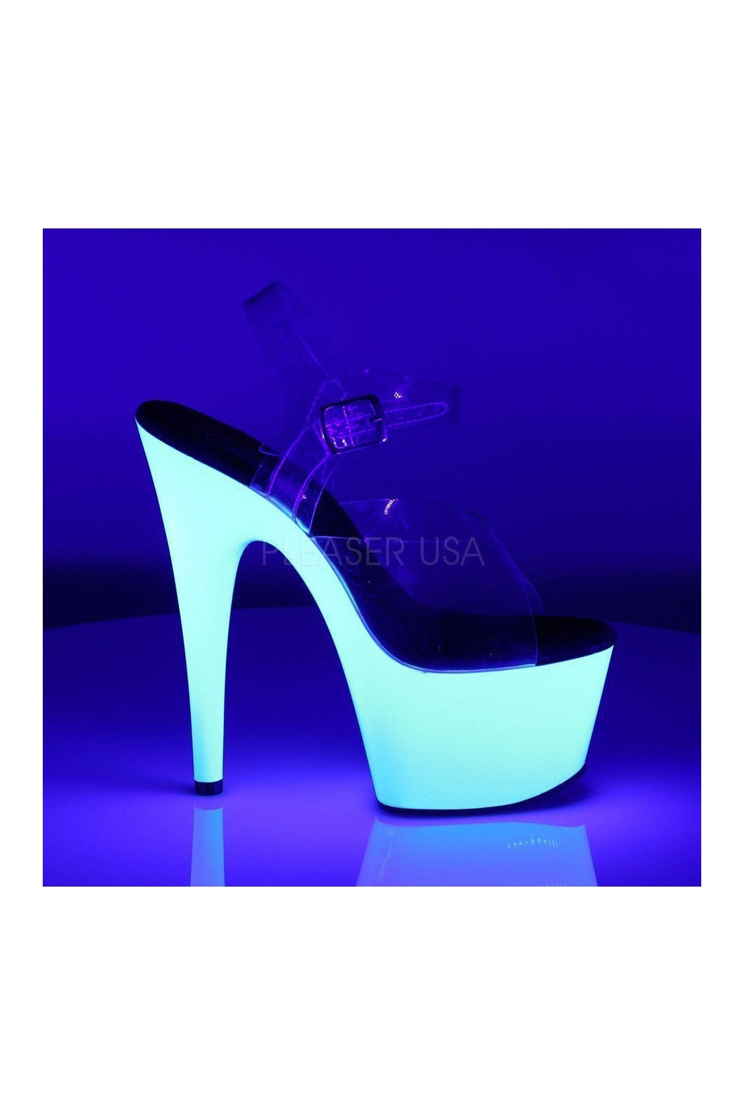 Pleaser ADORE-708UV Platform Sandal in Clear Vinyl