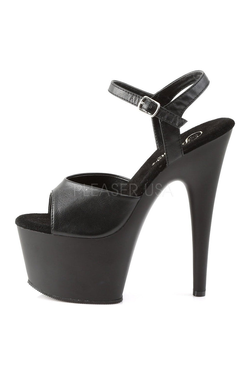 Pleaser ADORE-709 Platform Sandal in Black Faux Leather