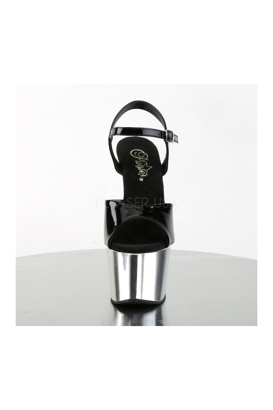 Pleaser ADORE-709 Platform Sandal in Black Patent