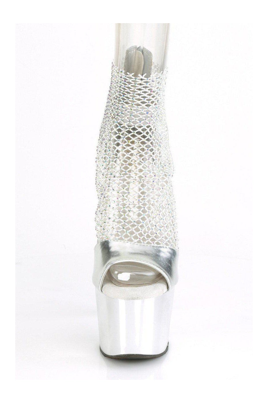 Pleaser ADORE-765RM Sandal in Silver Faux Leather