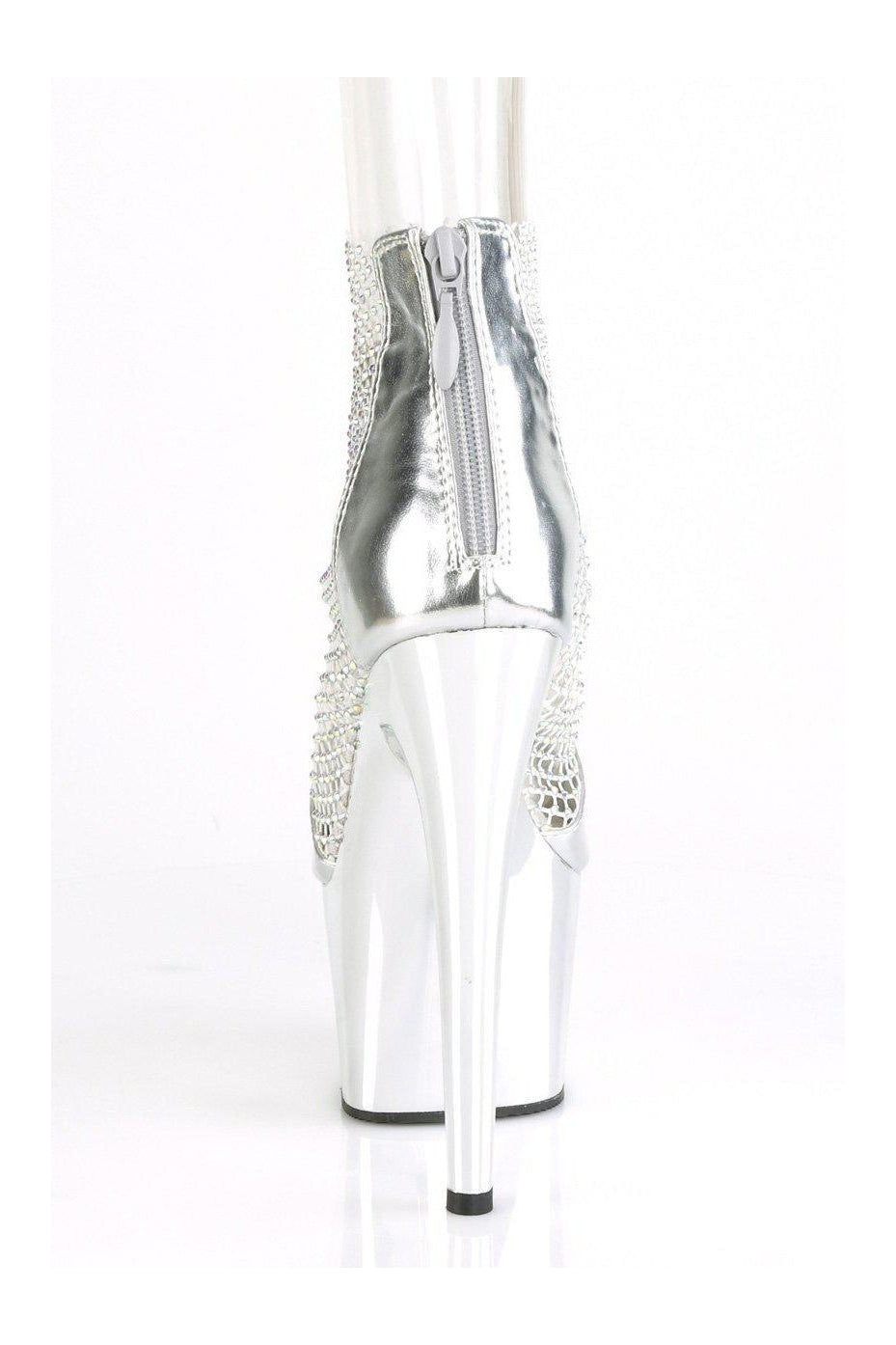 Pleaser ADORE-765RM Sandal in Silver Faux Leather