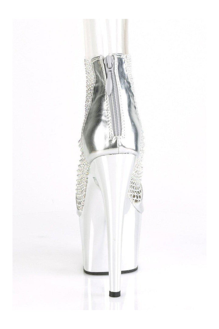 Pleaser ADORE-765RM Sandal in Silver Faux Leather