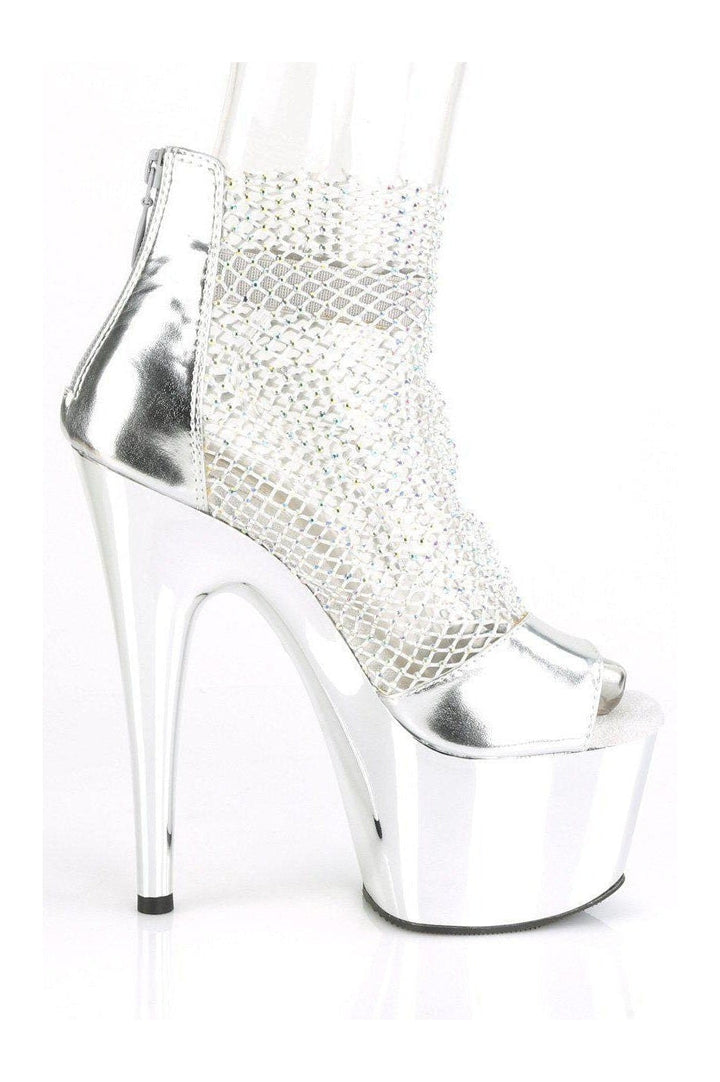 Pleaser ADORE-765RM Sandal in Silver Faux Leather