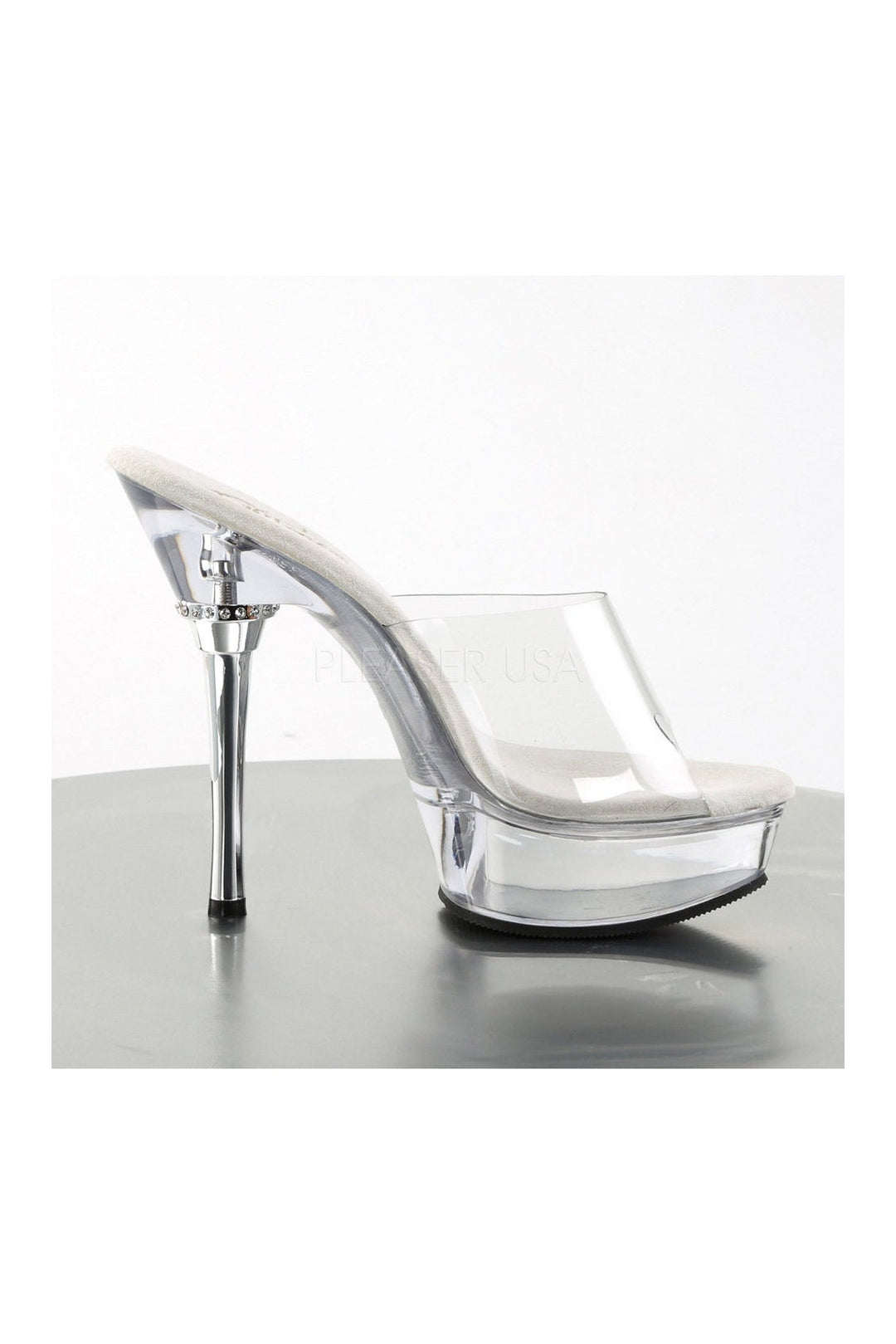 ALLURE-601 Platform Sandal | Clear Vinyl-Pleaser-Slides-SEXYSHOES.COM