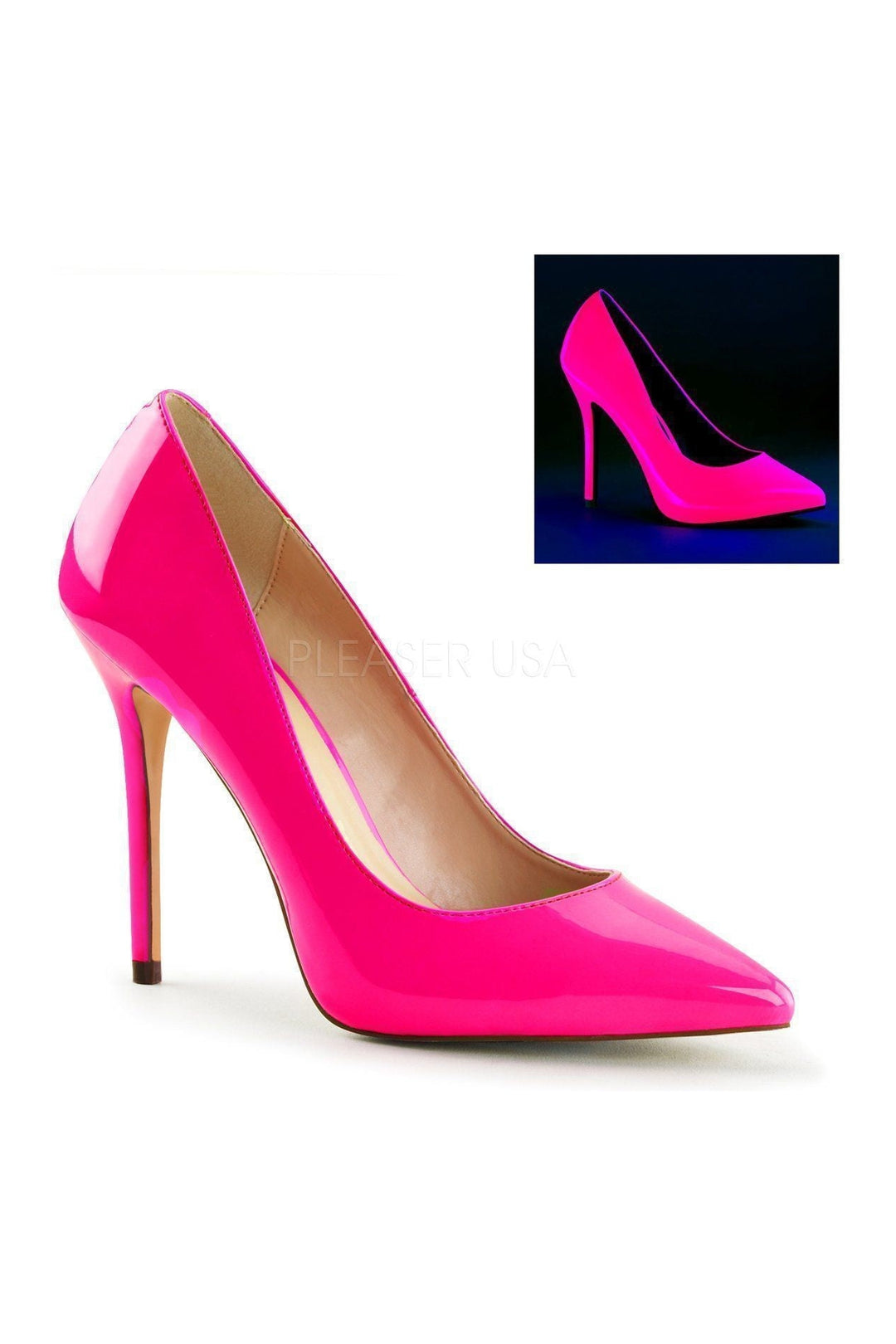 AMUSE-20 Pump | Neon Hot Pink Patent-Pleaser-Fuchsia-Pumps-SEXYSHOES.COM