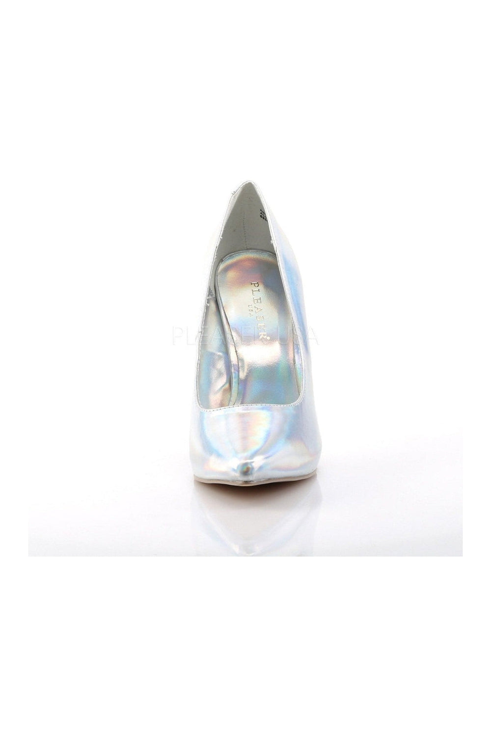 Pleaser AMUSE-20 Pump in Silver Faux Leather