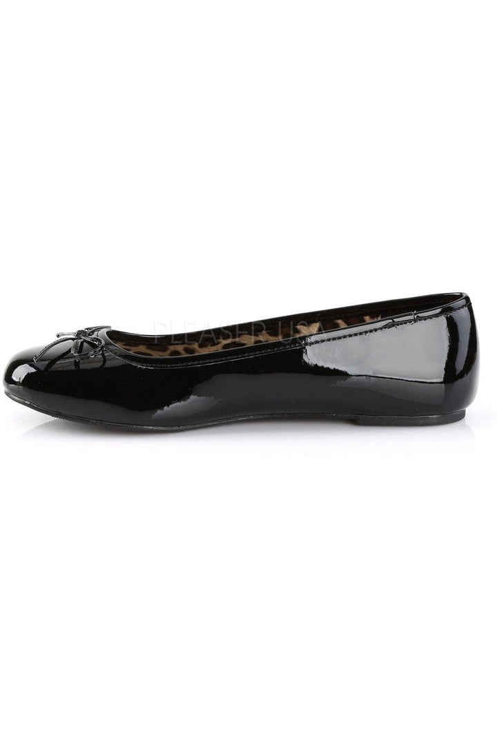 ANNA-01 Flat | Black Patent-Pleaser Pink Label-Flats-SEXYSHOES.COM