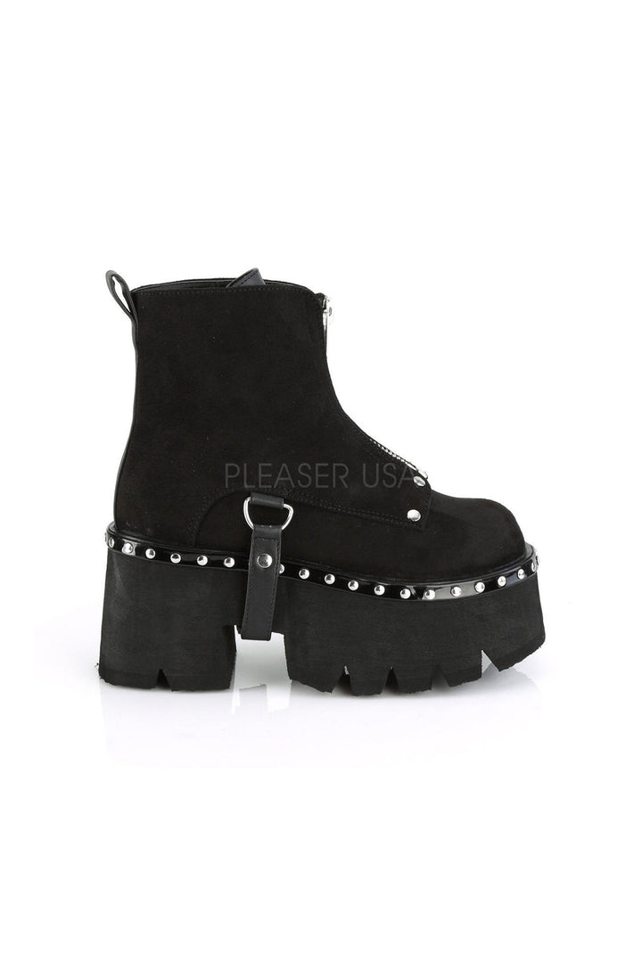 Demonia ASHES-100  Ankle Boot in Black Faux Leather