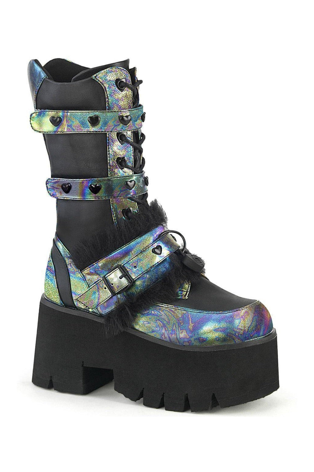 ASHES-120 Knee Boot | Black Faux Leather-Knee Boots-Demonia-SEXYSHOES.COM