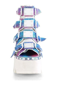 Demonia ASHES-70 Ankle Boot in Purple Faux Leather