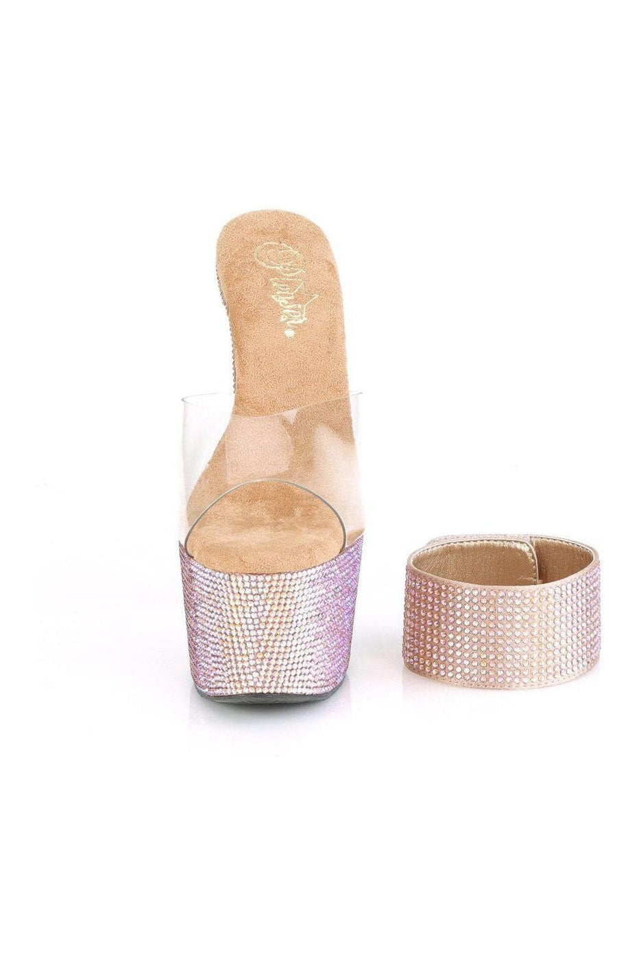 Pleaser BEJEWELED-712RS Sandal in Clear Vinyl