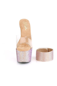 Pleaser BEJEWELED-712RS Sandal in Clear Vinyl