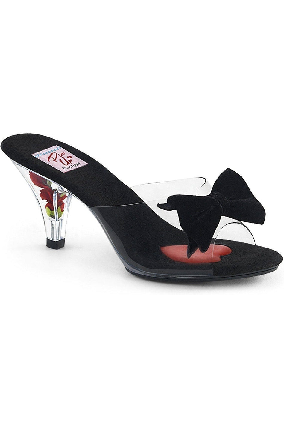 BELLE-301BOW Vintage Mule | Clear Vinyl-Pin Up Couture-SEXYSHOES.COM