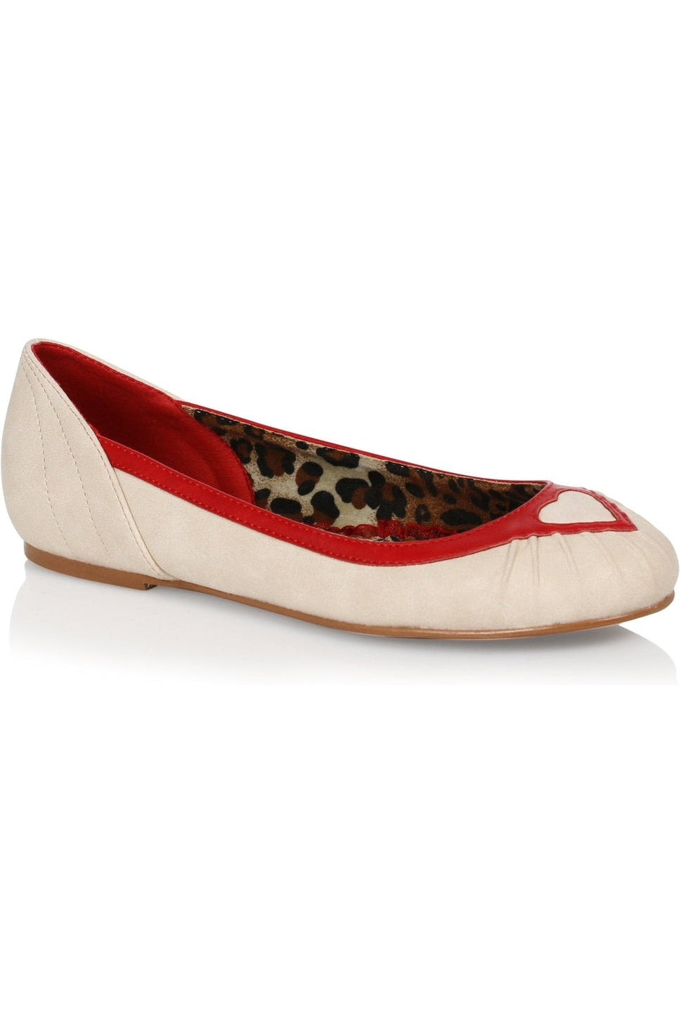 Bettie Page Frances Flat | Bone Faux Leather-Flats-Bettie Page by Ellie-SEXYSHOES.COM