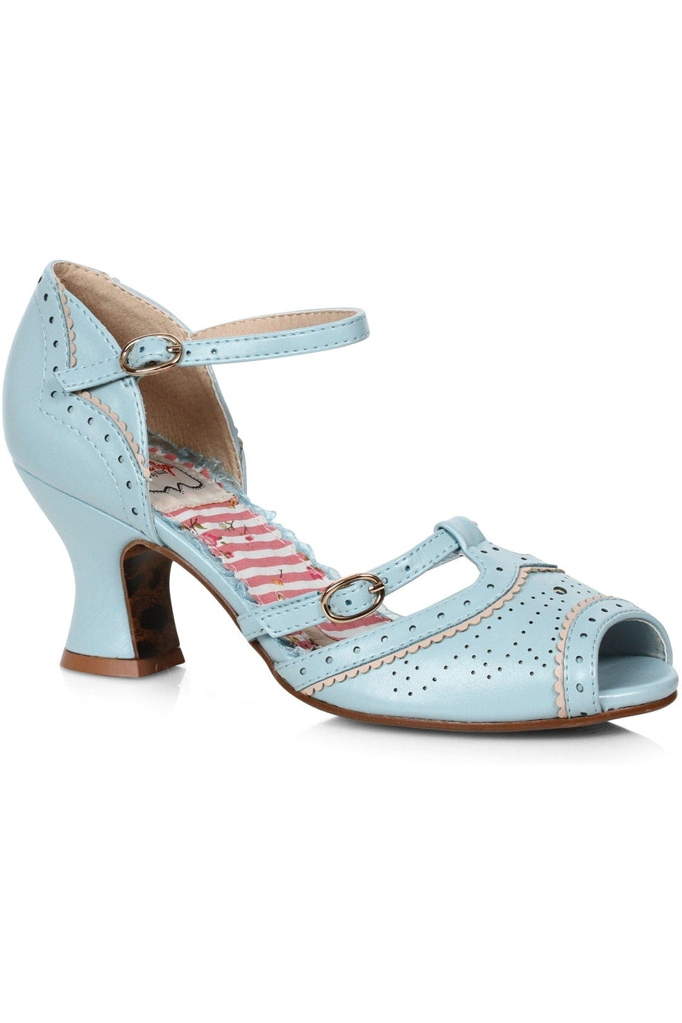 Bettie Page Nicole Pump | Blue Faux Leather-Pumps-Bettie Page by Ellie-SEXYSHOES.COM