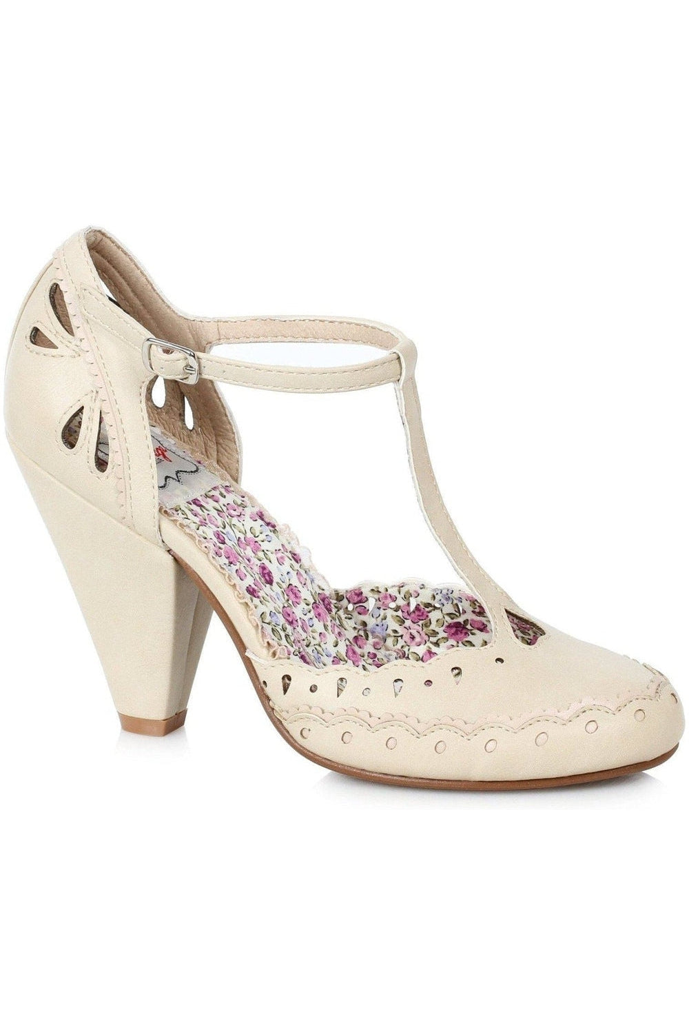 Bettie Paige Birdie Vintage Pump | Nude Faux Leather-Bettie Page by Ellie-SEXYSHOES.COM