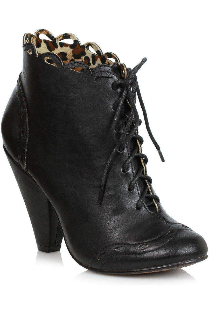 Bettie Paige Eddie Vintage Bootie | Black Faux Leather-Bettie Page by Ellie-SEXYSHOES.COM