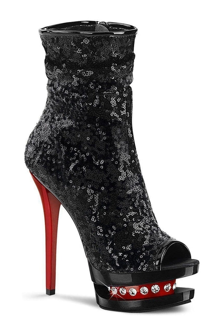 Pleaser BLONDIE-R-1008 Exotic Boot in Black Sequins from SexyShoes.com