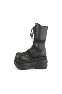 Demonia BOXER-230  Knee Boot in Black Faux Leather