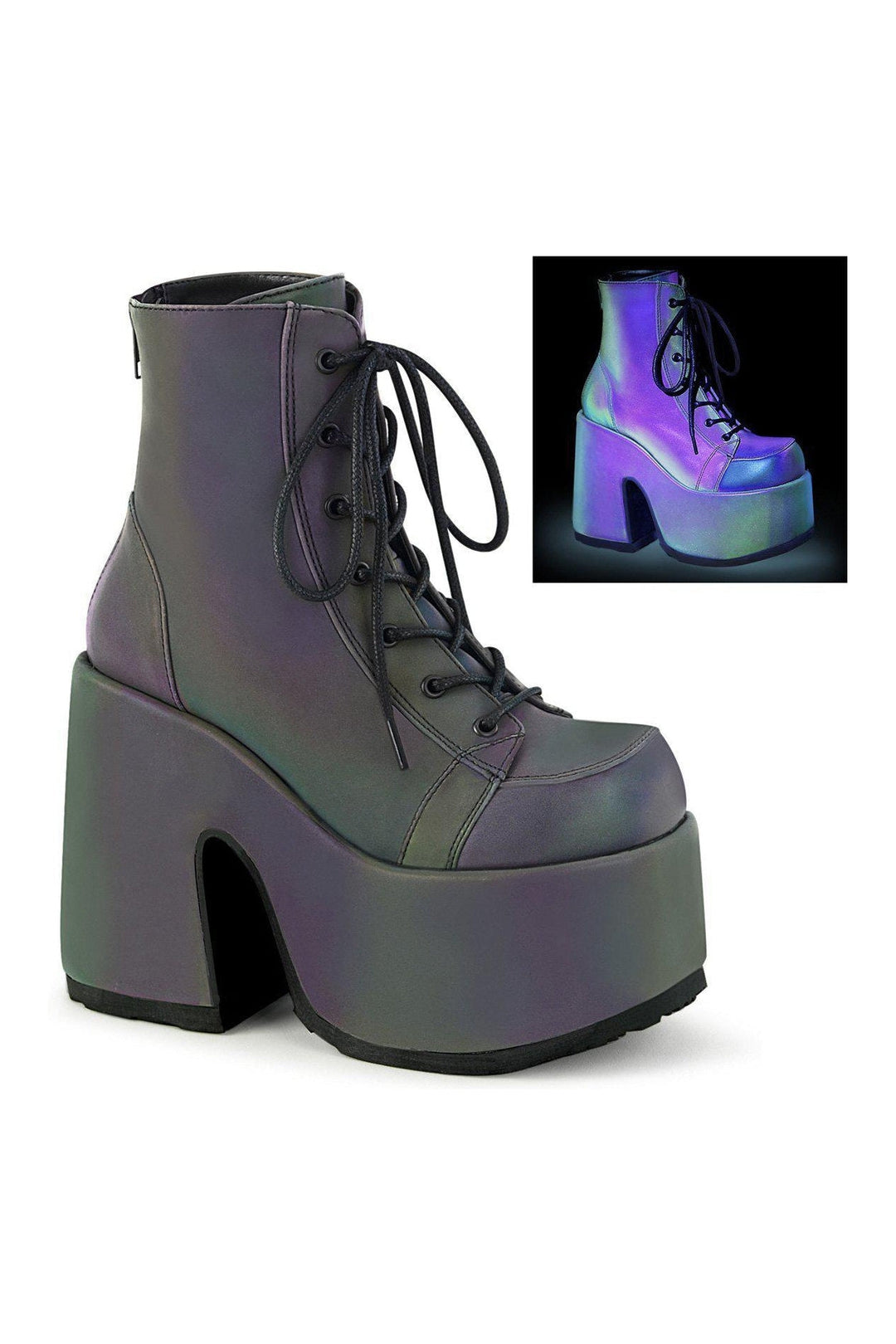 Demonia CAMEL-203 Ankle Boot in Green Faux Leather from SexyShoes.com