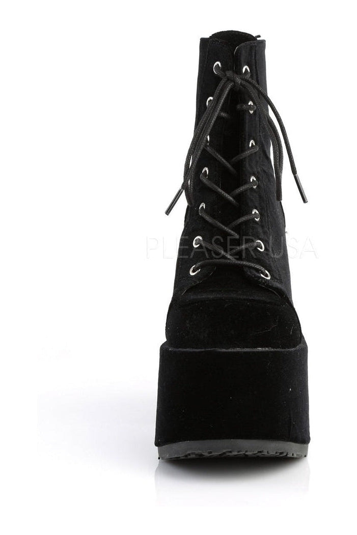 Demonia CAMEL-203  Ankle Boot in Black Velvet