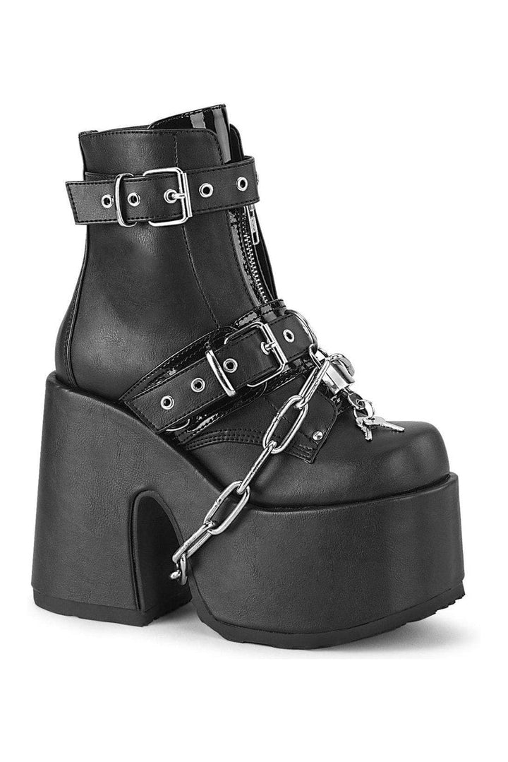 CAMEL-205 Ankle Boot | Black Faux Leather-Ankle Boots-Demonia-SEXYSHOES.COM