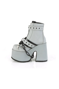 Demonia CAMEL-205 Ankle Boot in Grey Faux Leather