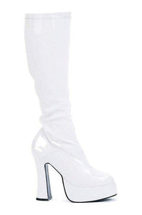 Ellie Shoes CHACHA Knee Boot in White Patent from SexyShoes.com