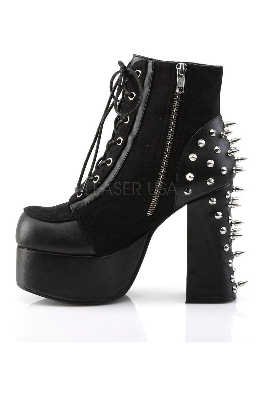 CHARADE-100 Demonia Ankle Boot | Black Fabric-Demonia-Ankle Boots-SEXYSHOES.COM