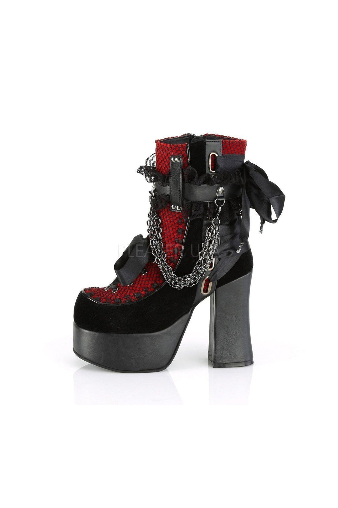 CHARADE-110 Demonia Ankle Boots | Black Faux Leather-Demonia-SEXYSHOES.COM