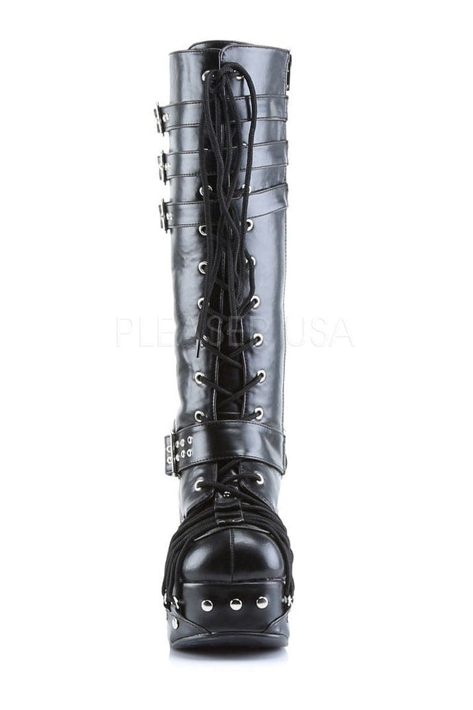 CHARADE-206 Knee Boot | Black Faux Leather-Demonia-Lolitas-SEXYSHOES.COM