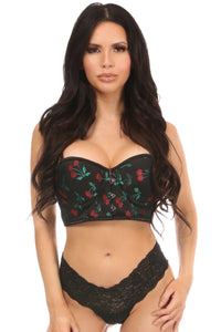 Daisy Corsets Cherry Print Short Bustier in Black  from SexyShoes.com