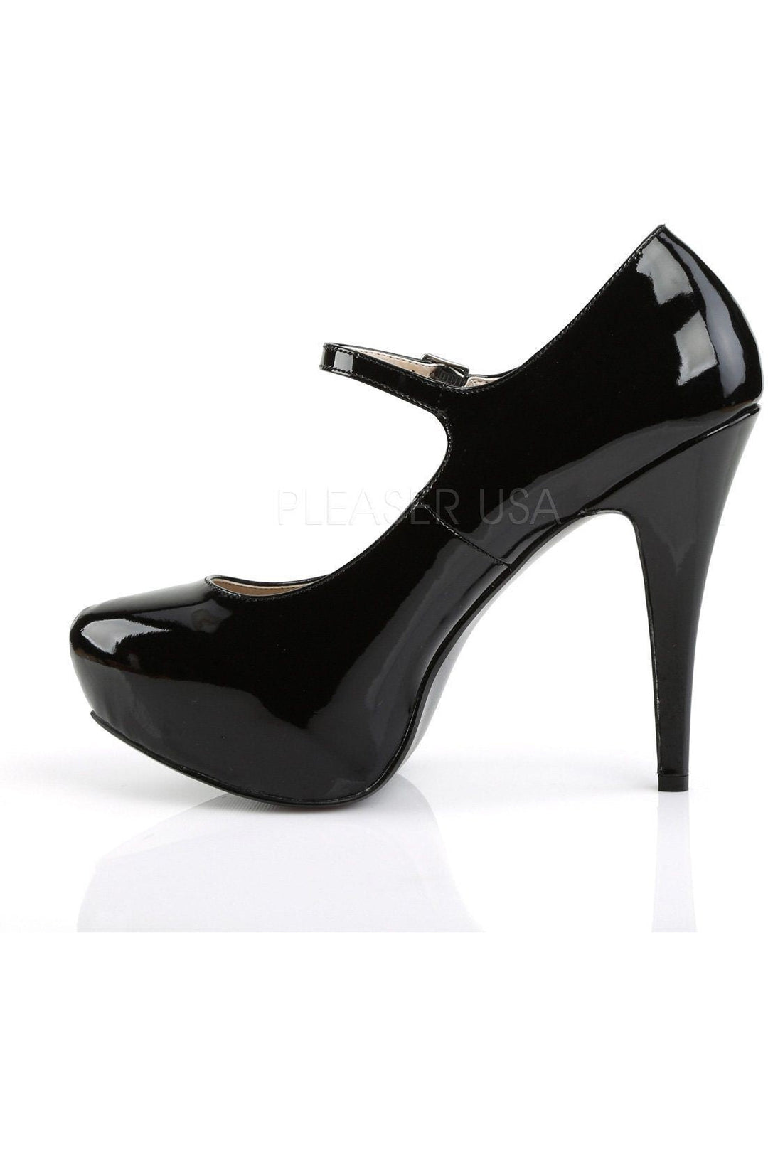 Pleaser Pink Label CHLOE-02 Pump in Black Patent