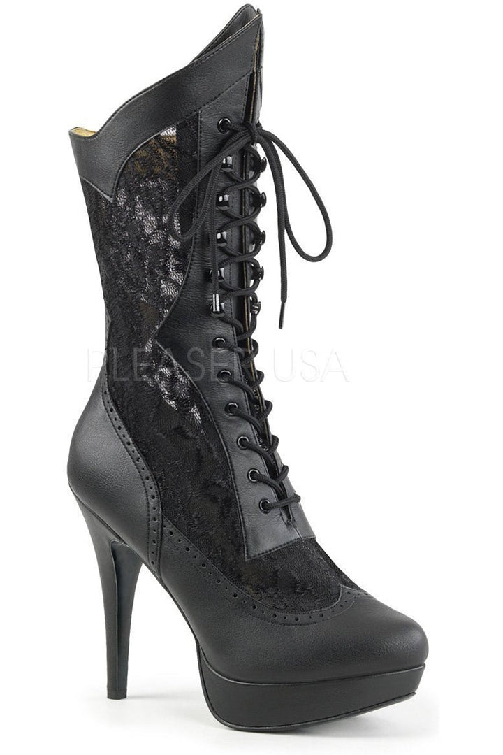 CHLOE-115 Knee Boot | Black Faux Leather-Pleaser Pink Label-Black-Knee Boots-SEXYSHOES.COM