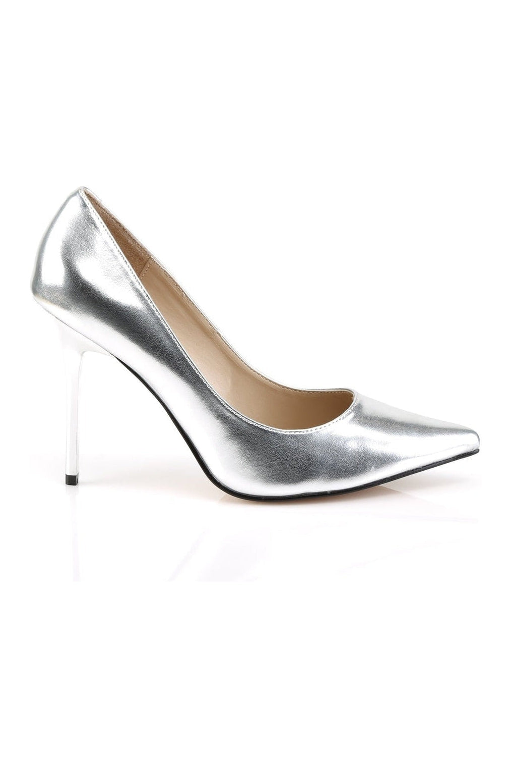 Pleaser CLASSIQUE-20 Pump in Silver Faux Leather