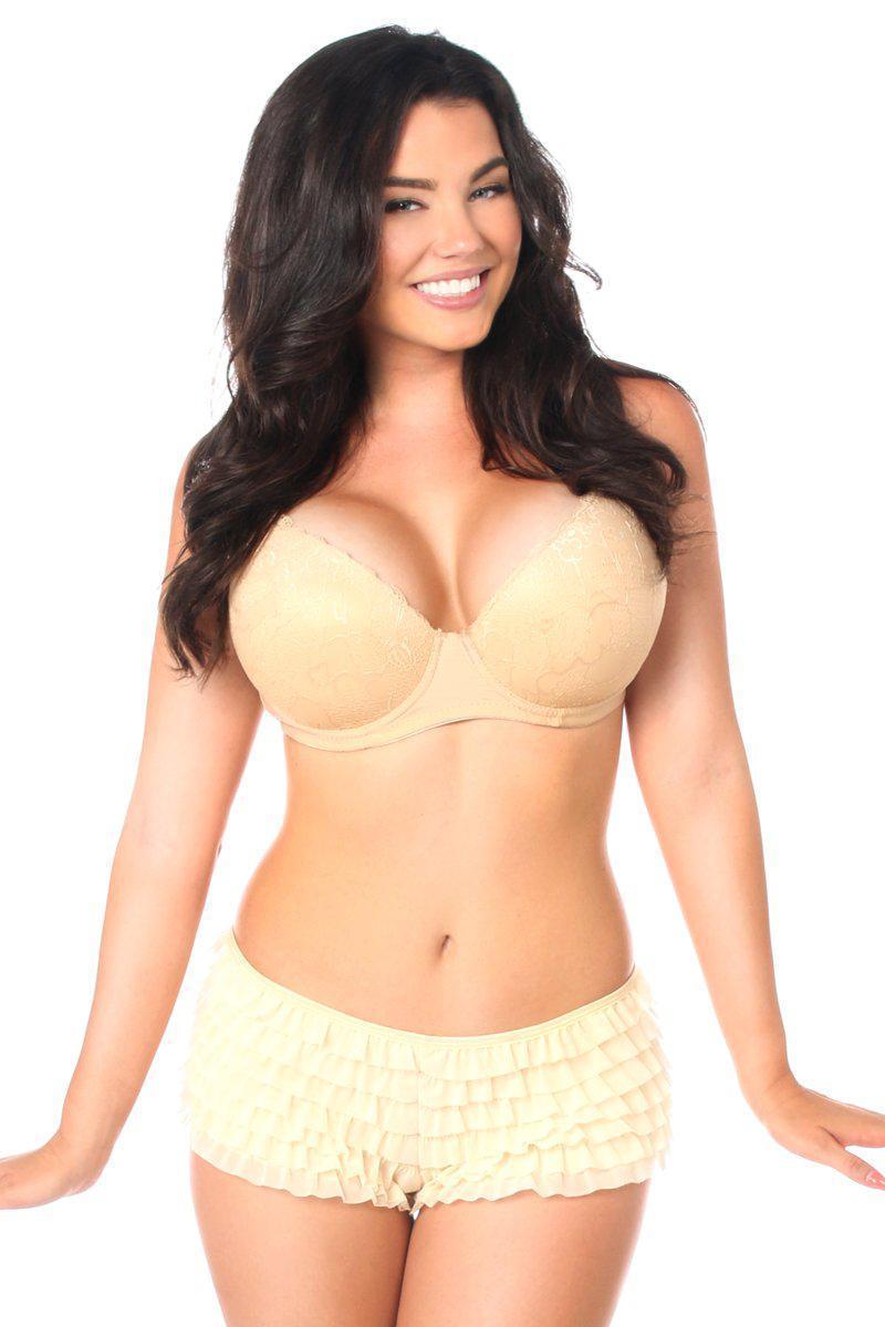 Cream Ruffle Panty w/Bow by Daisy-Daisy Corsets-SEXYSHOES.COM
